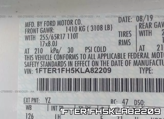 1FTER1FH5KLA82209 фото 10