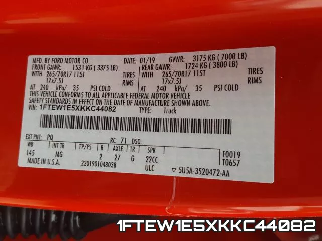1FTEW1E5XKKC44082 фото 2