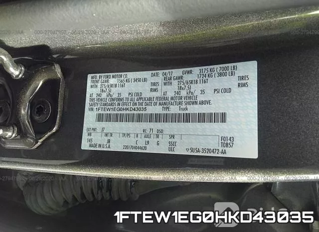 1FTEW1EG0HKD43035 фото 10