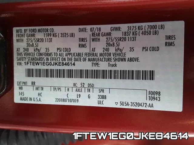 1FTEW1EG0JKE84614 фото 2