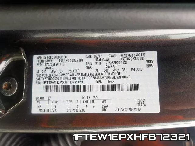 1FTEW1EPXHFB72321 фото 2