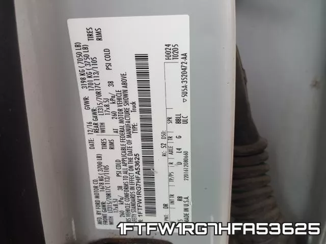 1FTFW1RG7HFA53625 фото 2