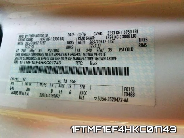 1FTMF1EF4HKC01743 фото 2