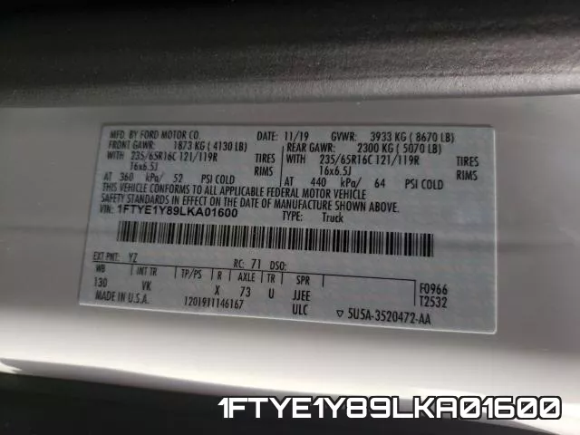 1FTYE1Y89LKA01600 фото 2