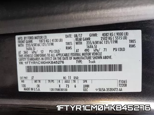 1FTYR1CM0HKB45276 фото 2