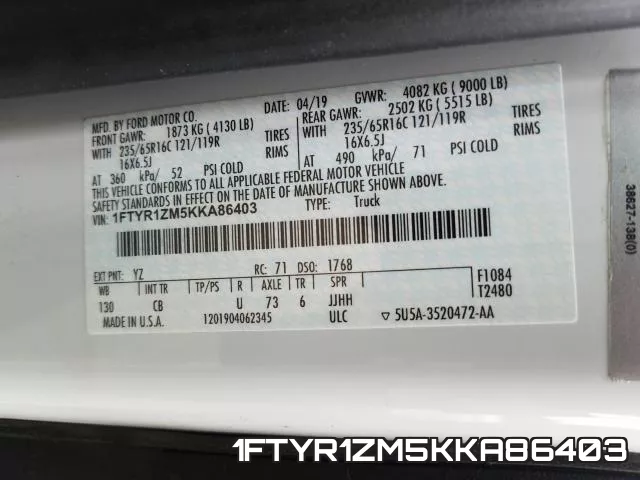 1FTYR1ZM5KKA86403 фото 2