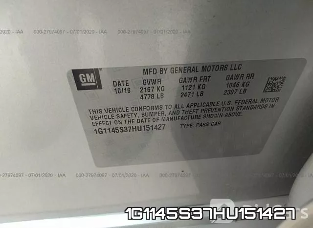 1G1145S37HU151427 фото 10
