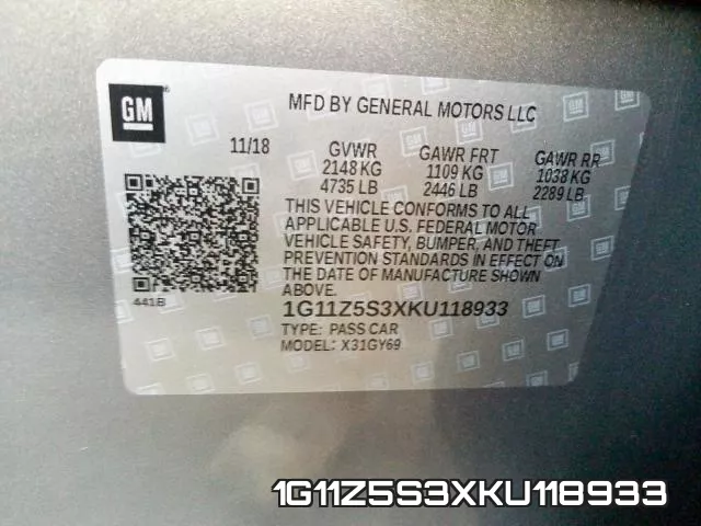 1G11Z5S3XKU118933 фото 2