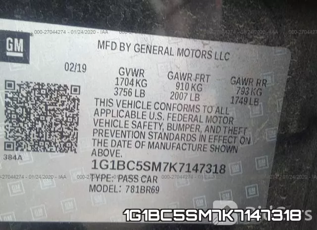 1G1BC5SM7K7147318 фото 10