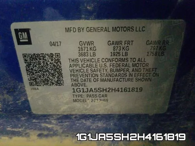 1G1JA5SH2H4161819 фото 2