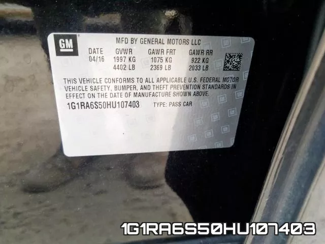 1G1RA6S50HU107403 фото 2