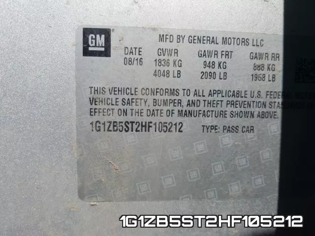 1G1ZB5ST2HF105212 фото 2