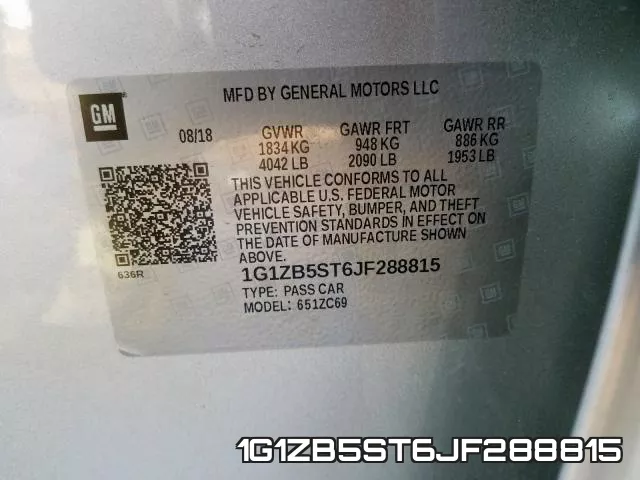 1G1ZB5ST6JF288815 фото 2