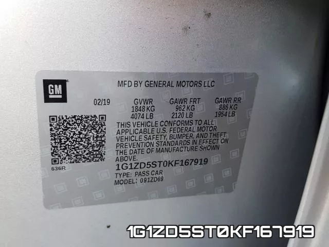 1G1ZD5ST0KF167919 фото 2