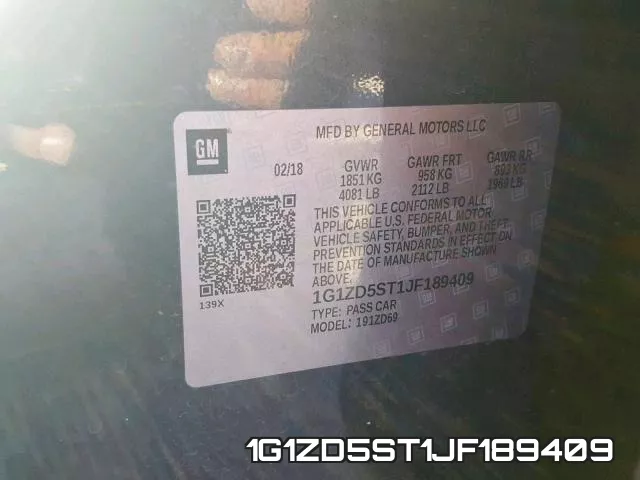 1G1ZD5ST1JF189409 фото 2