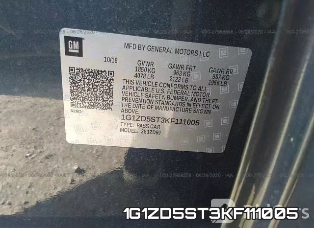 1G1ZD5ST3KF111005 фото 10
