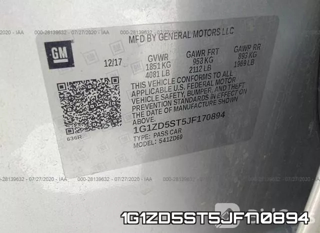 1G1ZD5ST5JF170894 фото 10