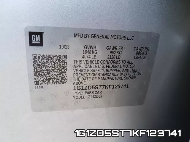 1G1ZD5ST7KF123741 фото 2
