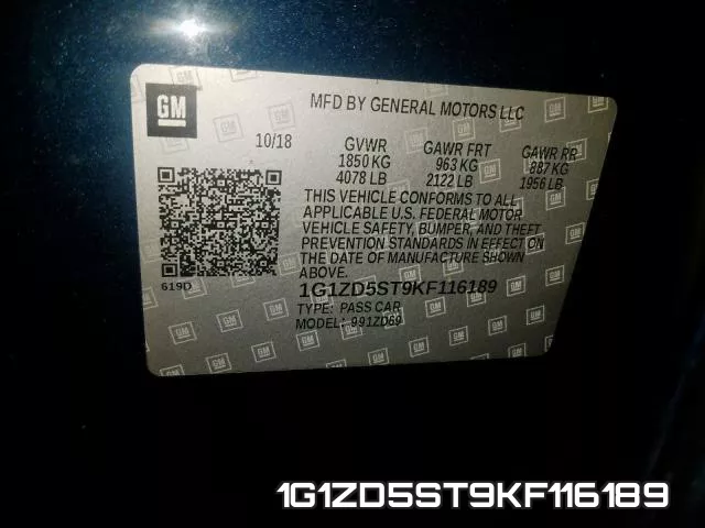 1G1ZD5ST9KF116189 фото 2