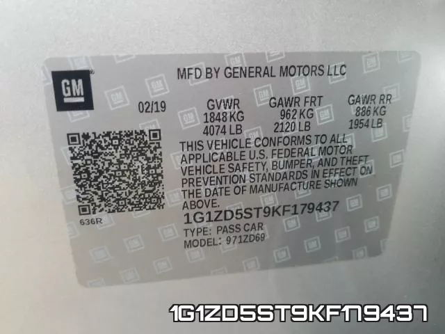 1G1ZD5ST9KF179437 фото 2