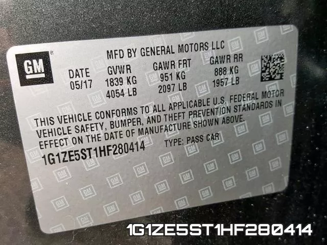 1G1ZE5ST1HF280414 фото 2