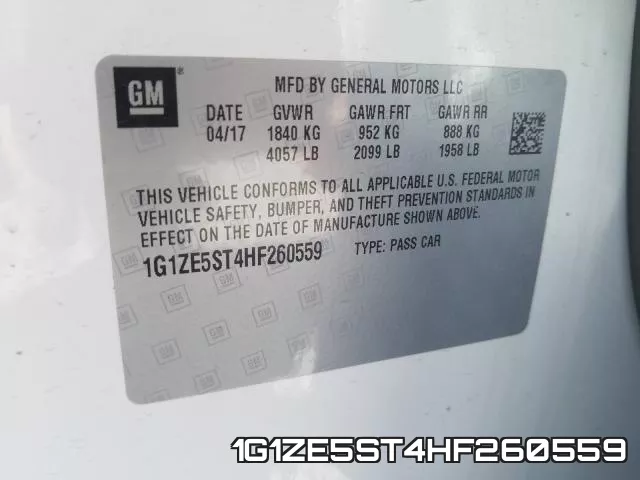 1G1ZE5ST4HF260559 фото 2