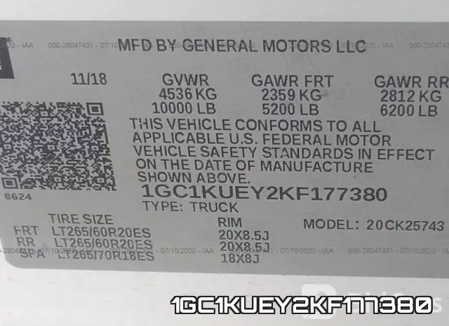 1GC1KUEY2KF177380 фото 10