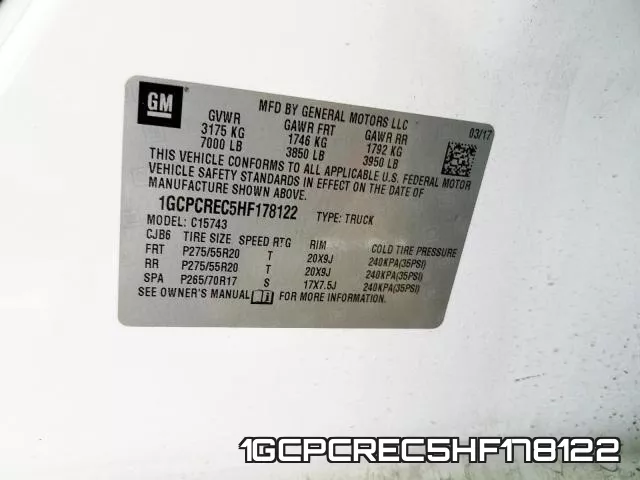 1GCPCREC5HF178122 фото 2