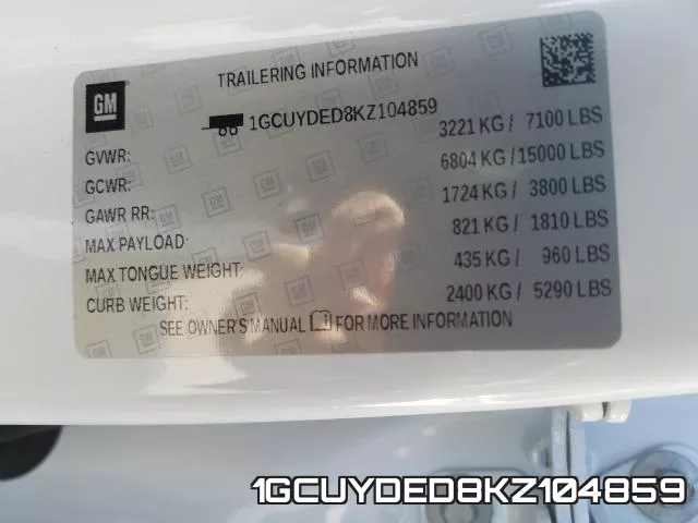 1GCUYDED8KZ104859 фото 2