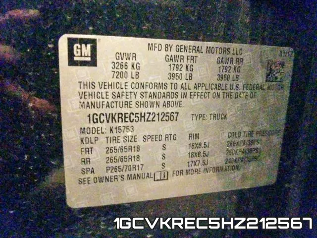 1GCVKREC5HZ212567 фото 2