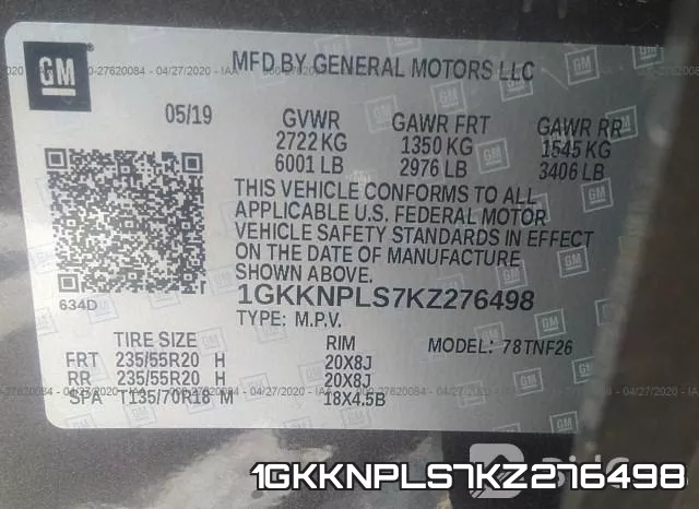 1GKKNPLS7KZ276498 фото 10