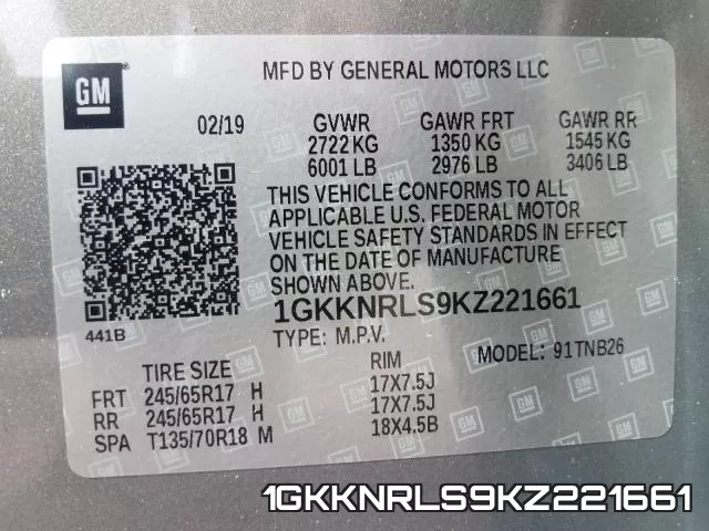 1GKKNRLS9KZ221661 фото 2
