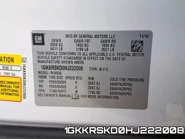 1GKKRSKD0HJ222008 фото 2
