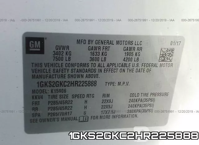 1GKS2GKC2HR225888 фото 9