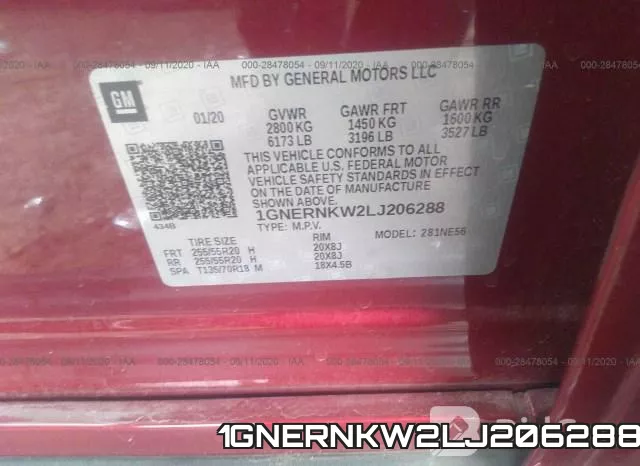 1GNERNKW2LJ206288 фото 10