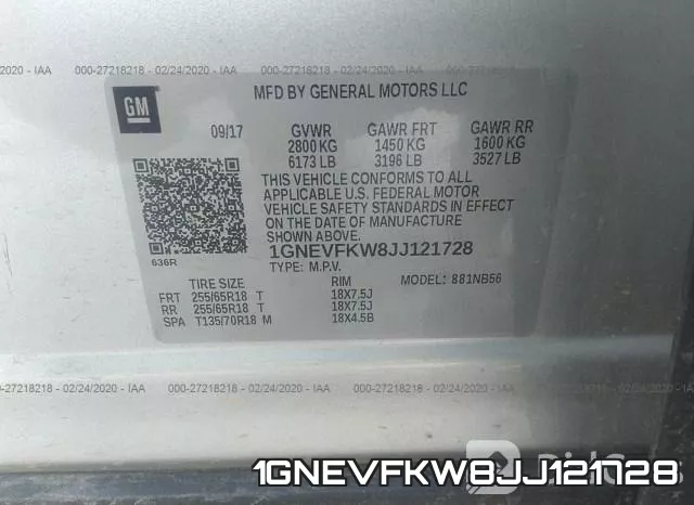 1GNEVFKW8JJ121728 фото 10