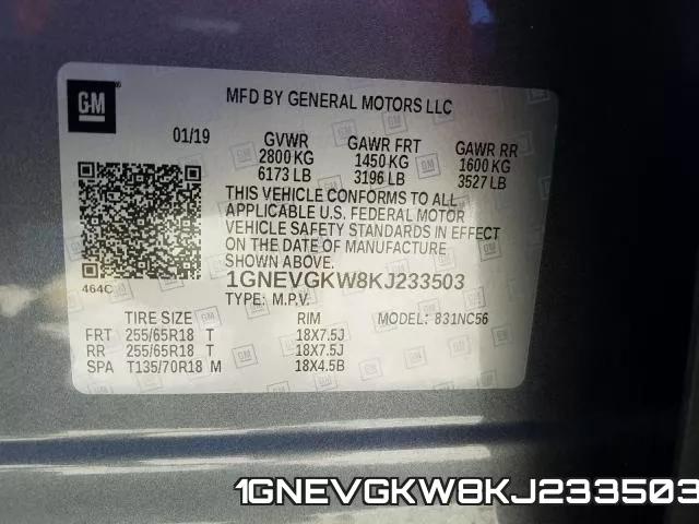1GNEVGKW8KJ233503 фото 2