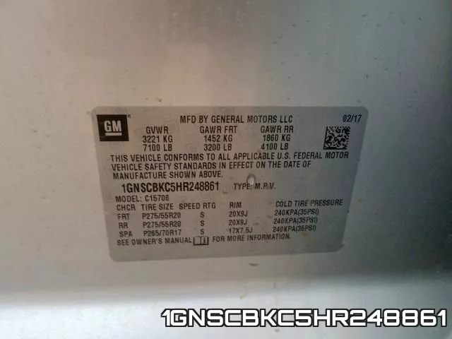 1GNSCBKC5HR248861 фото 2