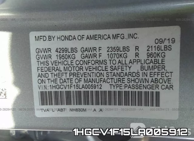 1HGCV1F15LA005912 фото 10