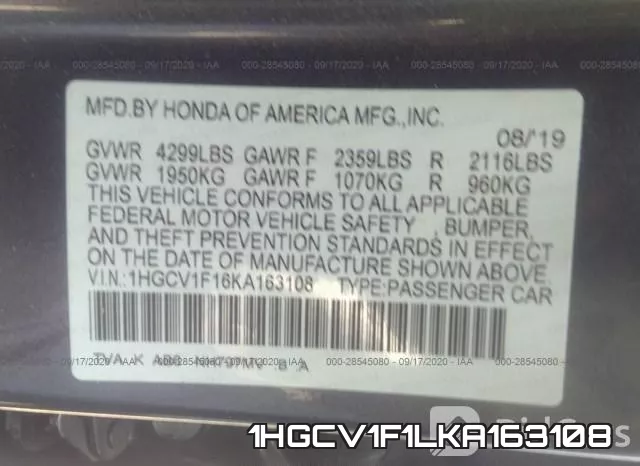 1HGCV1F1LKA163108 фото 10