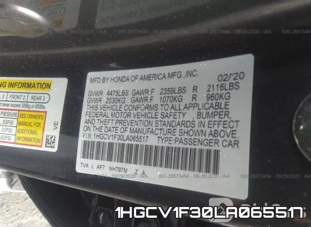 1HGCV1F30LA065517 фото 10
