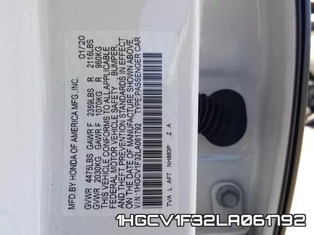 1HGCV1F32LA061792 фото 2