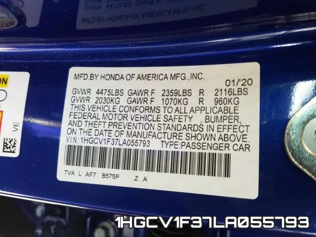 1HGCV1F37LA055793 фото 2