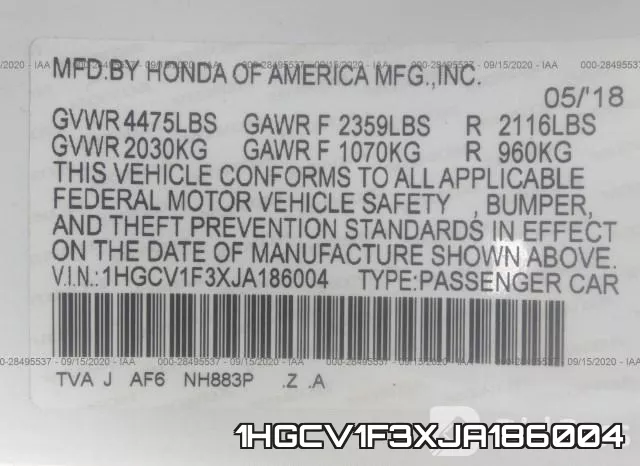 1HGCV1F3XJA186004 фото 10