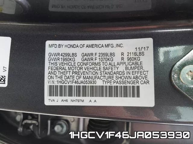 1HGCV1F46JA053930 фото 2