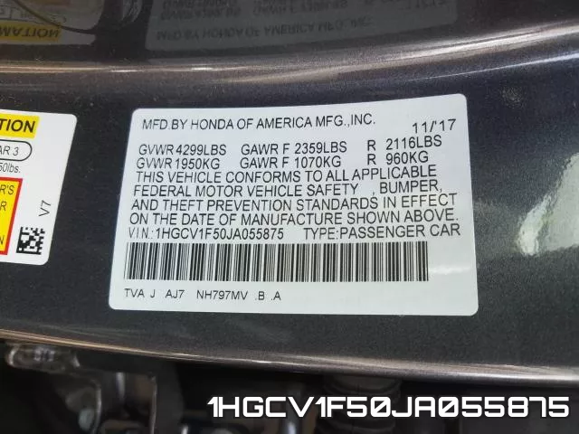 1HGCV1F50JA055875 фото 2
