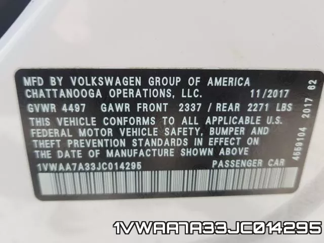 1VWAA7A33JC014295 фото 2