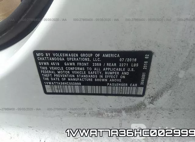 1VWAT7A36HC002999 фото 10