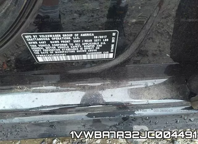 1VWBA7A32JC004491 фото 10