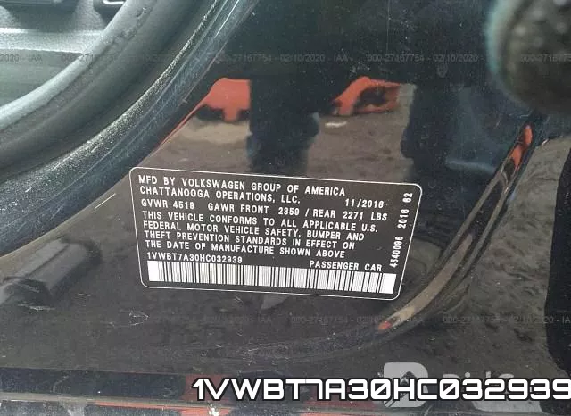 1VWBT7A30HC032939 фото 10
